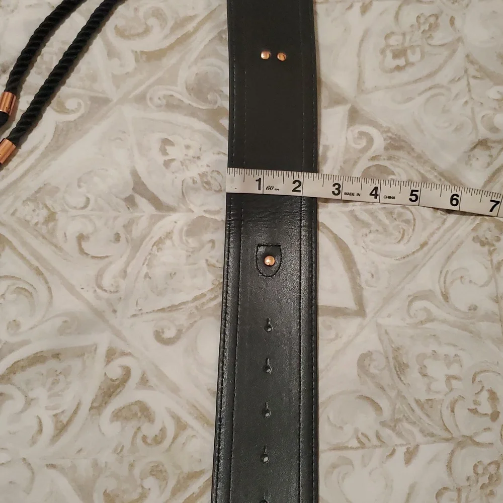 Ted Baker Black Rope Tassel Belt with Rose Gold Accent